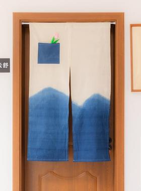 大理蓝言扎19796染民门帘植物染隔断光屏风布帘家棉居宿遮暖帘半