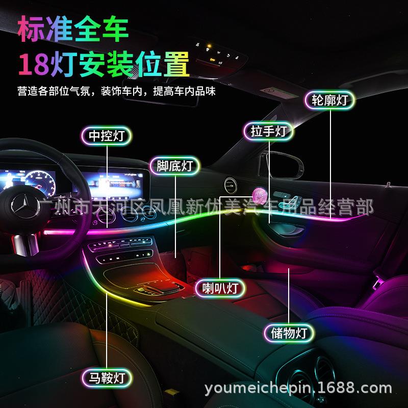免穿线氛汽车氛围灯幻彩流光音乐载控拖十一八喇叭圈车内饰声装饰