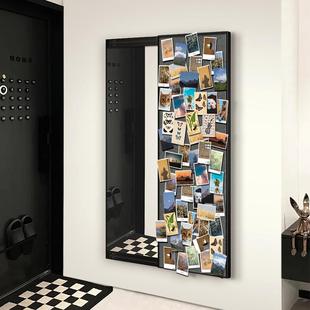 毛VSH毡照片墙镜子形入藏户门关可关闭隐玄藏推拉暗式 全身镜隐穿