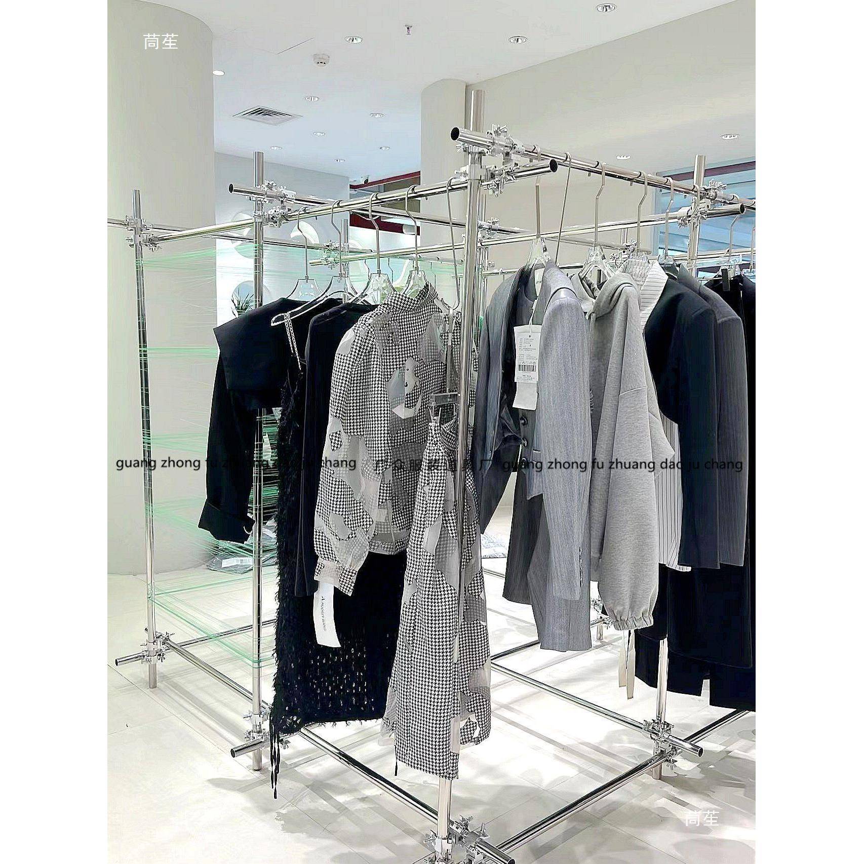 服装店岛展架工业风脚手架买手店落地中不锈钢示圆管thh$*&fg网架