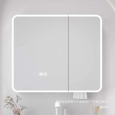 厂家直13045销妆圆角太收空铝储物柜卫间挂墙式带美妆纳架梳镜生
