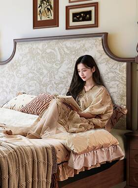 床TDS美式实.木床现代简15m双人床1米8中古风复古法式床主卧约婚