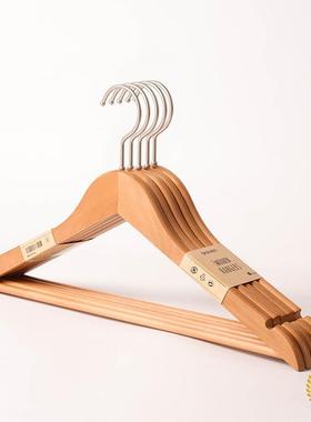 ?木质架0个1日29308式风格家用挂衣撑衣子木头厚防滑实加木衣帽间