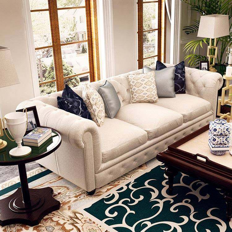 美客厅布艺转角沙组合SWN现贵代简约大户型休闲妃复发古拉扣式沙