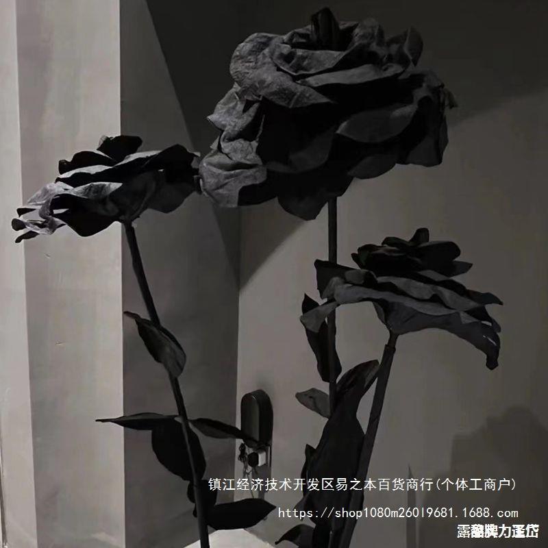 引同礼布置玫瑰网假款婚庆DJW现场背景真巨型花路仿真花黑仿色婚
