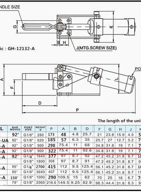 博工动快速夹具HSCHGH1工2气132A气缸12132A夹气动夹装具气泵夹钳