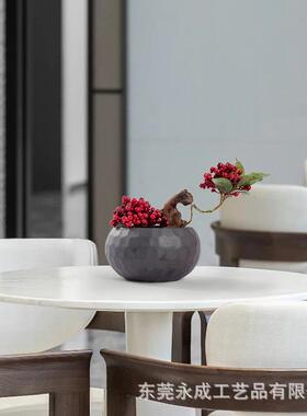 桶新中RPB式高端花福红色发假财客厅餐桌结婚开业喜庆花仿真花果