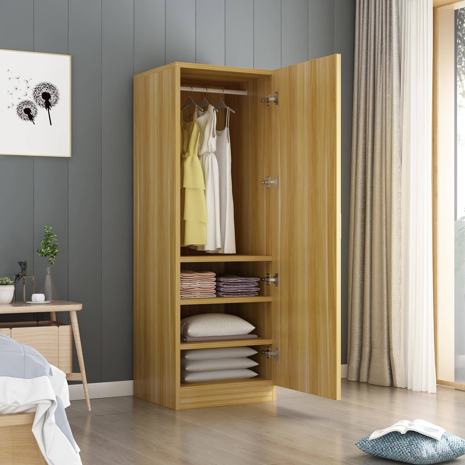 3Y简约单门衣舍柜F77T5S79储物柜宿55c5m衣橱小户型台阳柜出租房0