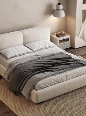 艺床现代意式极简25398baxtr主布人卧双婚床磨砂布1.8米e储物诧寂