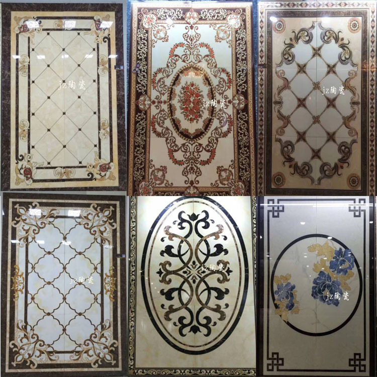800x800K金微晶石拼花瓷砖地砖客厅走廊过道地板砖地毯花