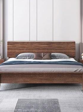 式胡米14479桃木全实木床1.中8双人床经新中式1.5m卧室济型