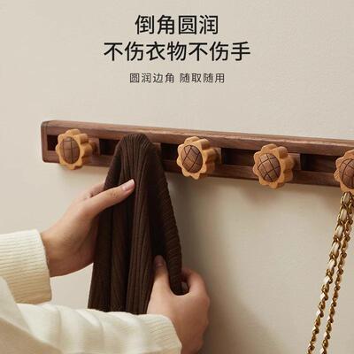 创意实木衣服滑壁动挂钩免打长排钩衣柜XRK0605玄关衣帽门后墙挂
