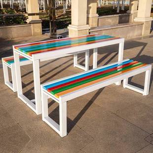 户合外桌椅室长家用庭院外桌03凳椅组防水餐桌公园休闲铁艺塑木桌