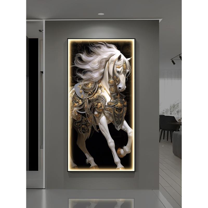 马现到成功气玄关装LYSJ2023饰大骏马图客厅壁画代轻奢走廊画过道