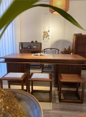 桌柳作新15230中式公茶椅蜡组合实木简约茶艺桌功夫泡茶台白木办