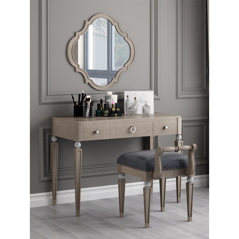 美式实木梳妆台轻奢卧室家具小户型迷你收纳化妆桌子带镜子