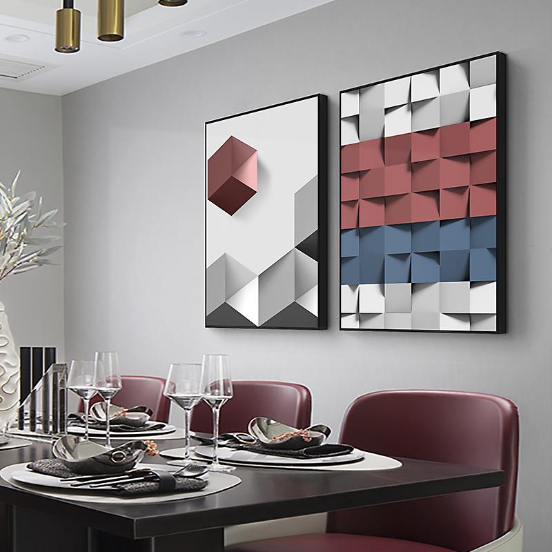 维度何挂客厅现QX202112代极简抽象装组饰画光影几餐厅卧室酒店简
