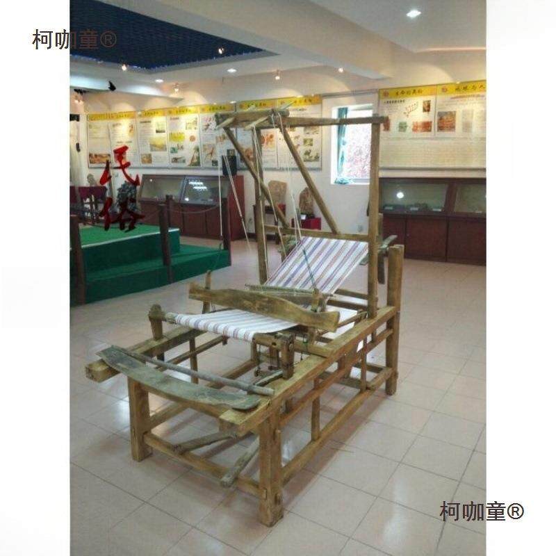 布老式工柯咖童织布机摄影棚老老织机织布机民国老物织布机家具手