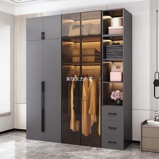 MDO现代简约家轻奢衣柜物用卧室储柜璃玻门大衣柜组合简易衣橱