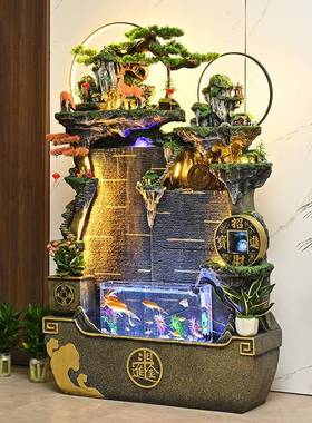 新中式24188流山水摆件循环喷轮泉假办公室风水开业装水饰厂家