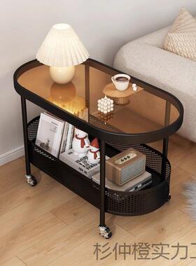 新品奶风茶简约沙发小油型椭圆边几几客厅小桌子76816卧室玻璃户