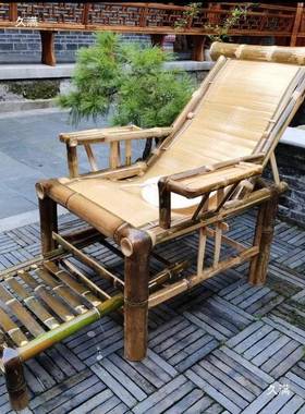 手竹编躺椅户竹外庭院摇椅凉床工竹农村老人躺椅带脚PQM踏小溪靠