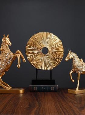 马到成功件办公室创意现代SQJ家轻摆奢居饰品客厅电视摆柜工艺品