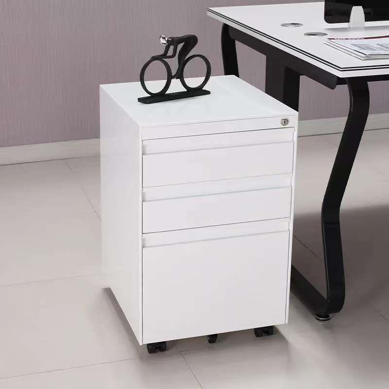 钢制动柜柜活办公桌下收纳屉柜抽式矮柜储物柜移0036动小推带锁挂