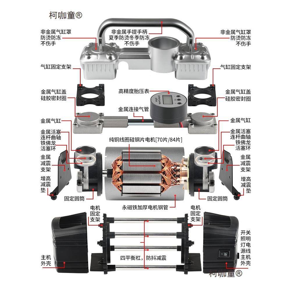 高凌车匠柯咖童多功能SU缸V车载充气泵双压大功率电动汽用轮胎打