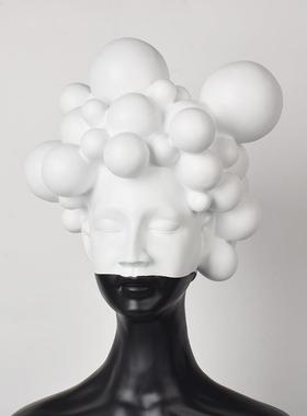 饰简约现代板房玄关女神头上泡泡人物雕塑摆件样酒柜XJ3328女孩家