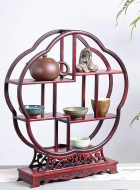 巴里黄花梅博古架实木中式多阁置物架00236-8花枝茶檀具装宝饰收
