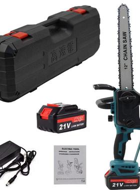 21V高锂电锯电锯木工打胚打磨高62221速12寸电锯木链速雕工具