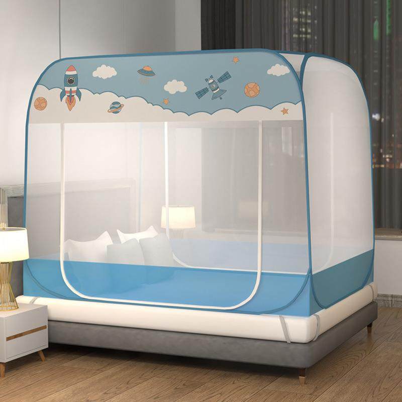 2太空款025链新款蒙古蚊帐免安装双开门拉方帐加大密包封儿童防摔