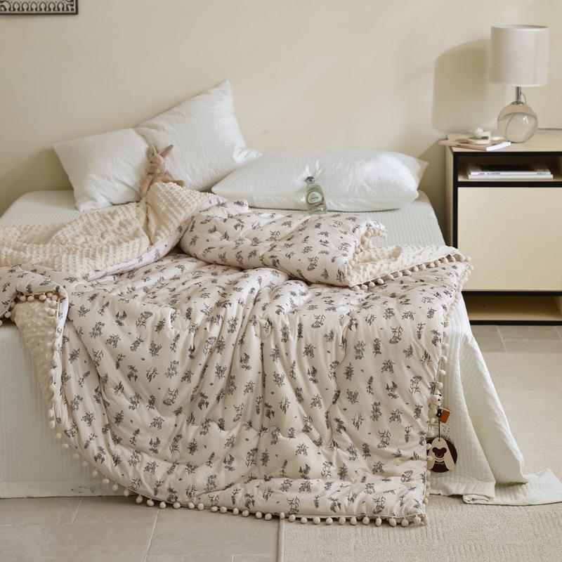 20类25列新款床单被MTN三件套套床上用品A针织棉球球系豆豆冬被被