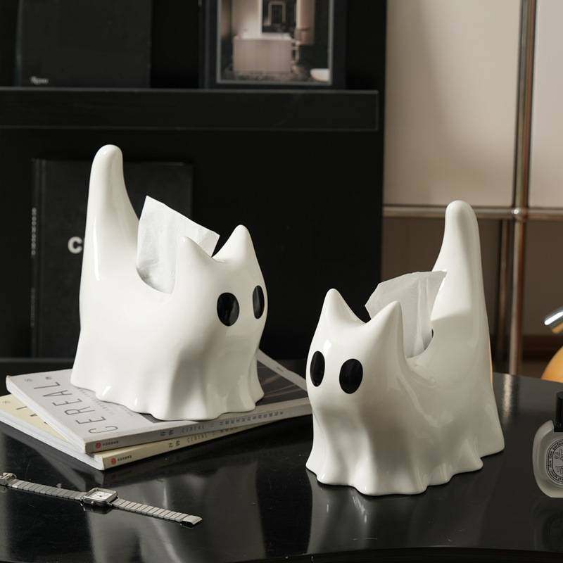 创意可爱幽灵猫抽纸盒家用陶瓷纸巾盒万圣节氛围桌面装饰趣味摆件,玩具/童车/益智/积木/模型,垂直悬浮玩具,淘宝优惠券,粉丝福利购,淘宝优惠卷