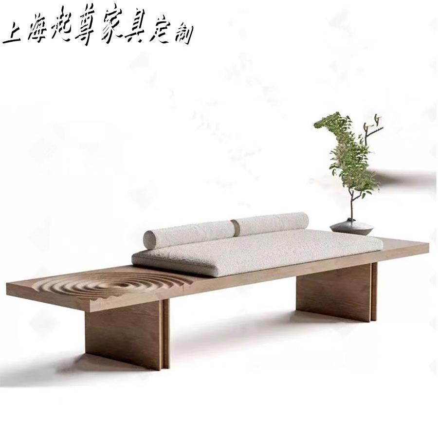 北欧雕花实木床尾换鞋凳设计师创意民宿休闲凳长条沙发凳软装家具