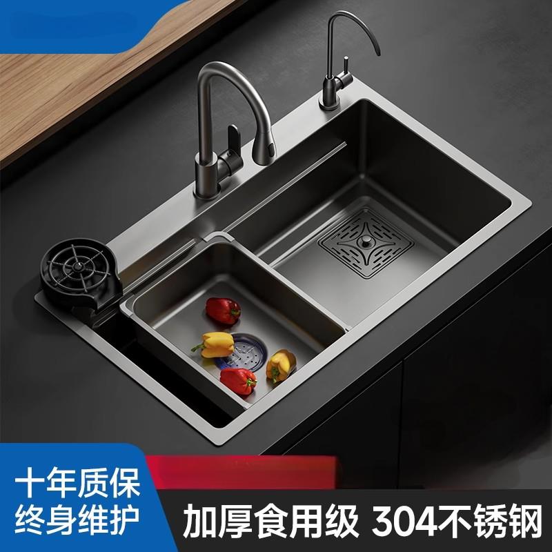 欧琳厨房洗菜盆大单槽304不锈钢水槽台下洗碗槽家用加厚洗菜池水