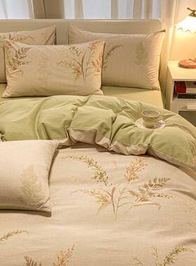 加厚纯棉磨毛53453冬四全件套棉宿秋舍三件套简约风被套床上用品