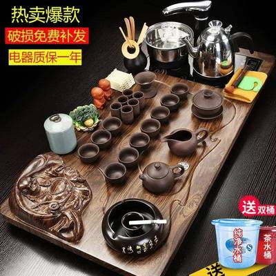紫砂茶一具套装家用泡客厅电茶磁炉实木盘体全自DD101957动功茶夫