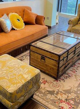 品欧新复古个性FSY原木色式乡村式民宿酒店酒吧茶几桌烤火色木美