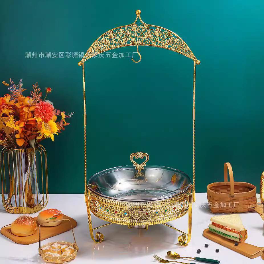 锈钢精酒炉食物保餐温容器商用酒店自助厅DKC吊盖不餐炉带支架