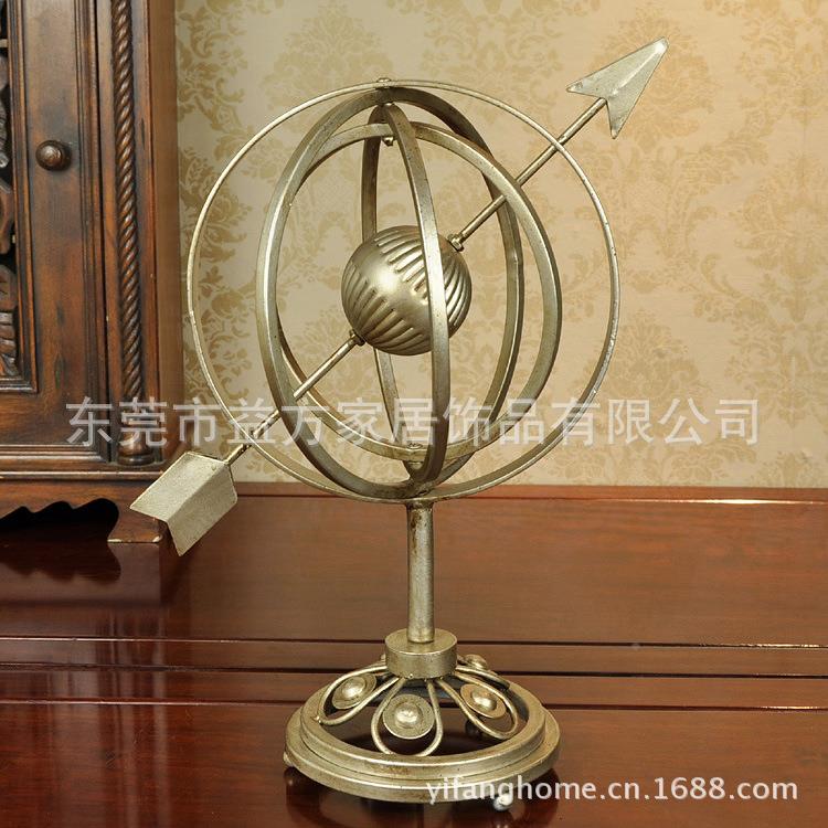 欧美家居饰品KT514仿小古号铁房艺地球摆件客厅样展厅板树脂工艺