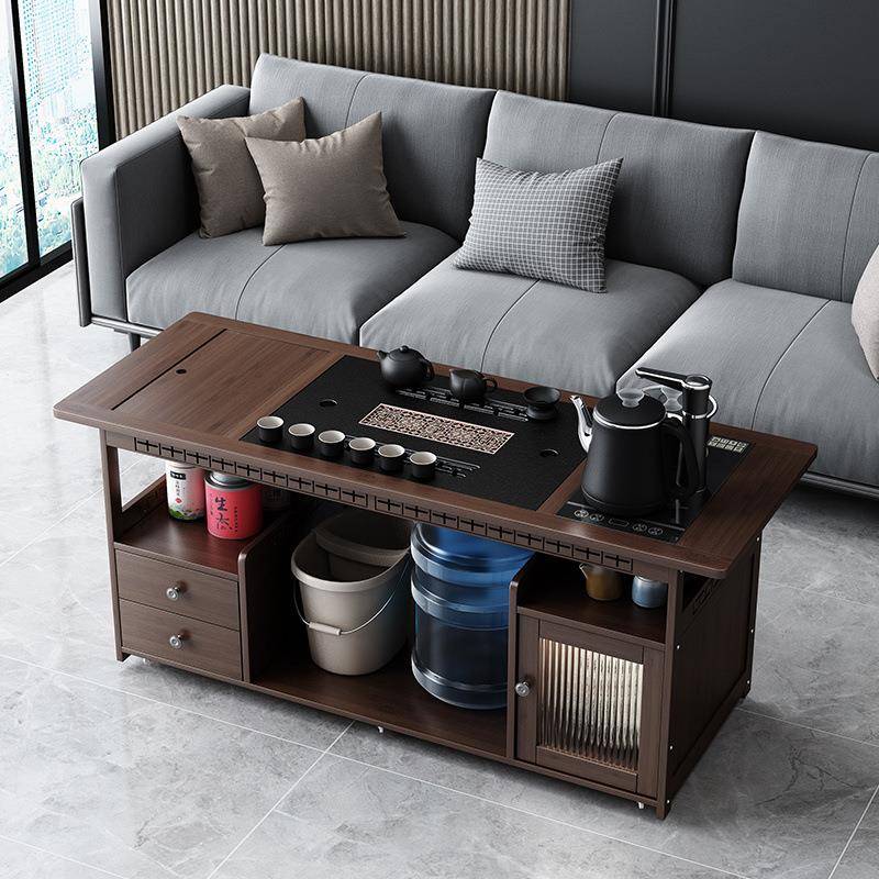 中家用移YSM动茶桌客厅小茶台实木泡几茶车茶柜烧水新壶式一体茶