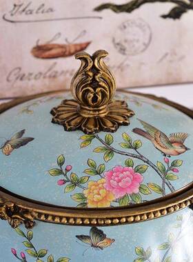 创意摆件储复古客厅桶家用大号卧室欧式带盖垃圾桶物OZM式奢华美