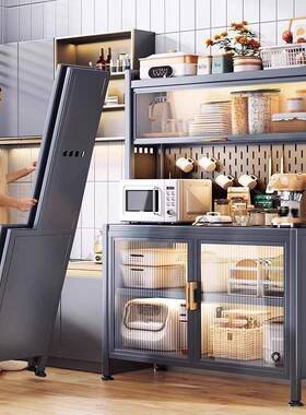 柜厨小碗型出租屋农村家居置OOP物架餐房边柜储物柜多层微波炉置