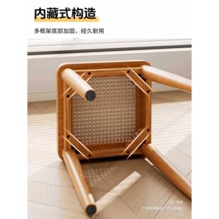 实藤木编凳子可叠放原木方凳餐木头板凳中式桌椅子厅F99TH58J餐备