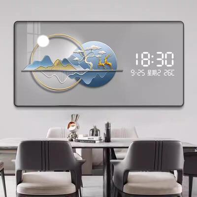 万现代轻电奢数显LED年历子钟表挂画客厅餐JY-049厅新款超实灯用