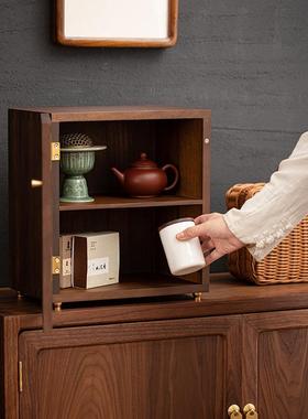 日式实胡木餐边柜桌收面纳柜橱FMM柜碗柜桃餐木色桌收纳架台面置