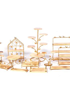 6心B6托复古木质7甜品台摆件F7567MHS点架子实木蛋糕盘森林系套装