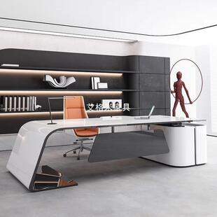 简烤漆豪华办公桌办约现代白色大班台创意个ERS性老桌公室家板具